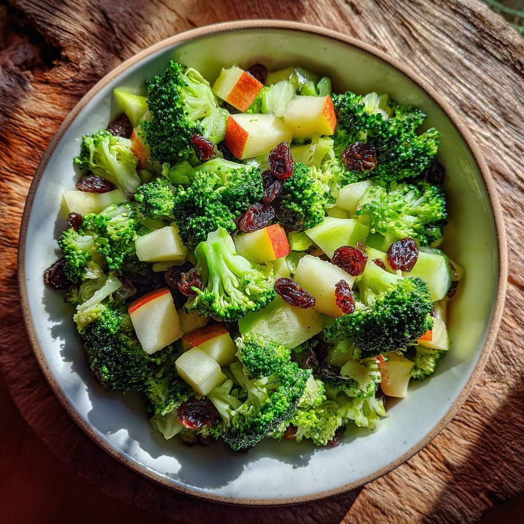 Broccoli Apple and Raisin Salad